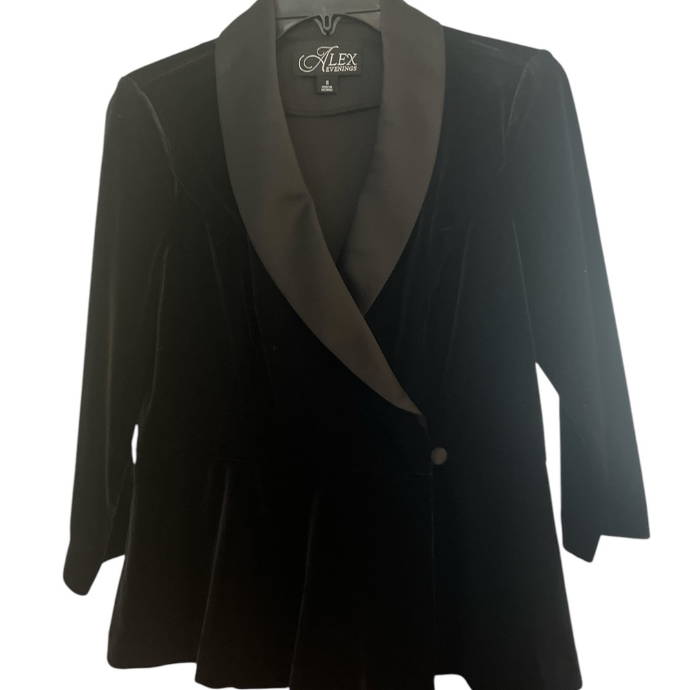 ALEX EVENINGS Women's Black Velvet Jacket